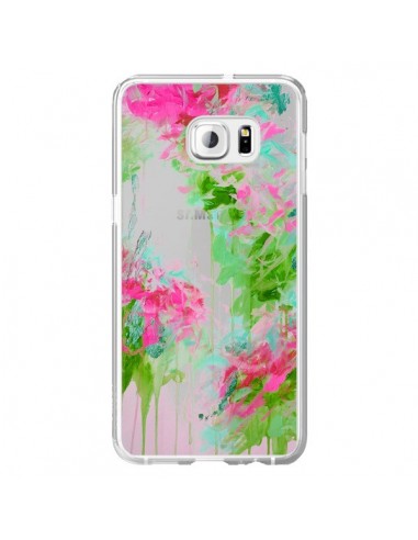 Coque Fleur Flower Rose Vert Transparente pour Samsung Galaxy S6 Edge Plus - Ebi Emporium