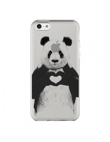Coque iPhone 5C Panda All You Need Is Love Transparente - Balazs Solti