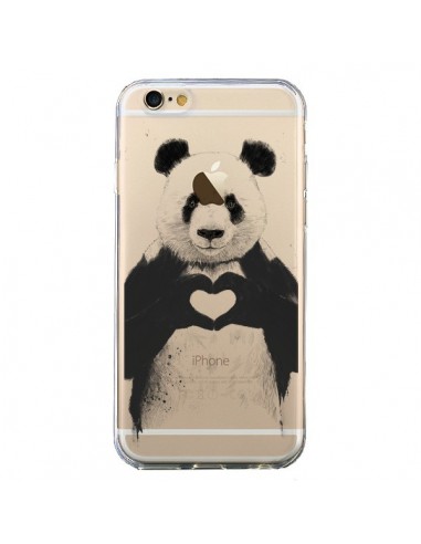 Coque iPhone 6 et 6S Panda All You Need Is Love Transparente - Balazs Solti