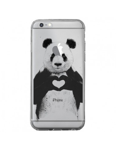 Coque iPhone 6 Plus et 6S Plus Panda All You Need Is Love Transparente - Balazs Solti