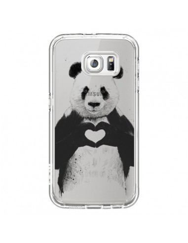 Coque Panda All You Need Is Love Transparente pour Samsung Galaxy S6 - Balazs Solti