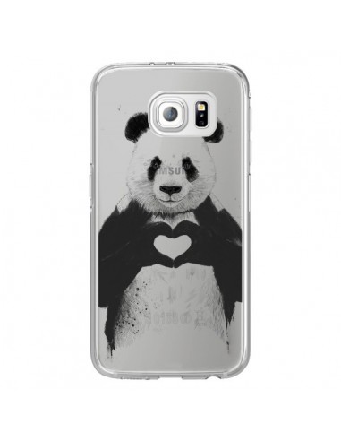 Coque Panda All You Need Is Love Transparente pour Samsung Galaxy S6 Edge - Balazs Solti