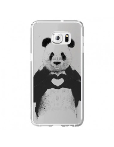 Coque Panda All You Need Is Love Transparente pour Samsung Galaxy S6 Edge Plus - Balazs Solti