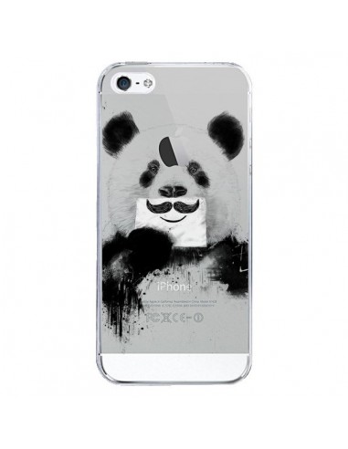 Coque iPhone 5/5S et SE Funny Panda Moustache Transparente - Balazs Solti