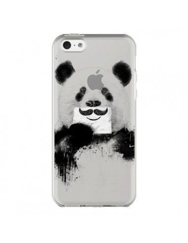 Coque iPhone 5C Funny Panda Moustache Transparente - Balazs Solti