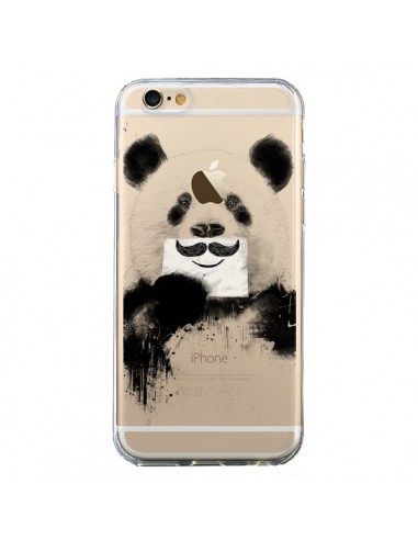 Coque iPhone 6 et 6S Funny Panda Moustache Transparente - Balazs Solti