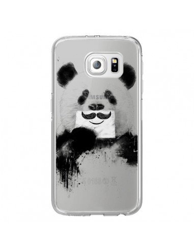 Coque Funny Panda Moustache Transparente pour Samsung Galaxy S6 Edge - Balazs Solti