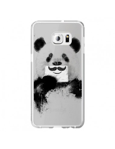 Coque Funny Panda Moustache Transparente pour Samsung Galaxy S6 Edge Plus - Balazs Solti