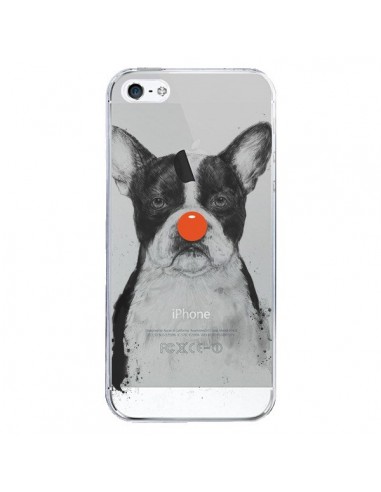 Coque iPhone 5/5S et SE Clown Bulldog Dog Chien Transparente - Balazs Solti