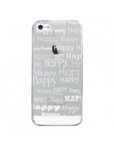 Coque iPhone 5/5S et SE Happy Happy Blanc Transparente - R Delean