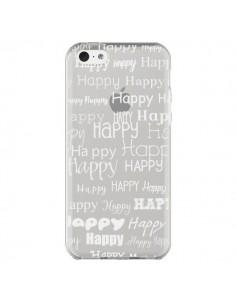 Coque iPhone 5C Happy Happy Blanc Transparente - R Delean