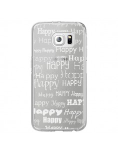 Coque Happy Happy Blanc Transparente pour Samsung Galaxy...
