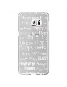 Coque Happy Happy Blanc Transparente pour Samsung Galaxy...