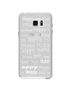 Coque Happy Happy Blanc Transparente pour Samsung Galaxy...