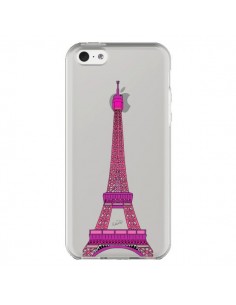Coque iPhone 5C Tour Eiffel Rose Paris Transparente -...