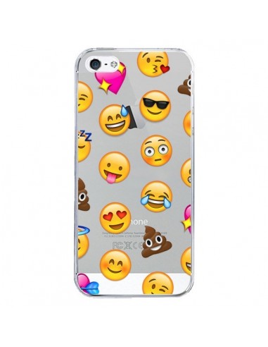 Coque iPhone 5/5S et SE Emoticone Emoji Transparente - Laetitia