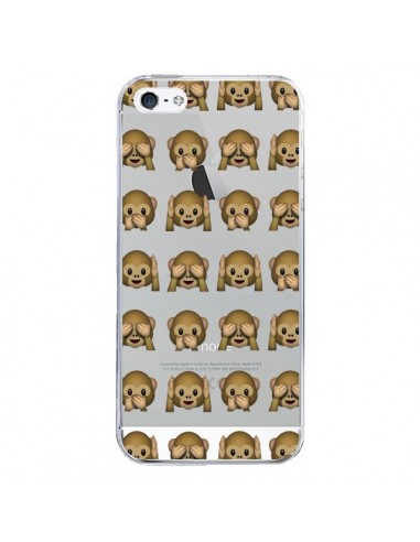 Coque iPhone 5/5S et SE Singe Monkey Emoticone Emoji Transparente - Laetitia