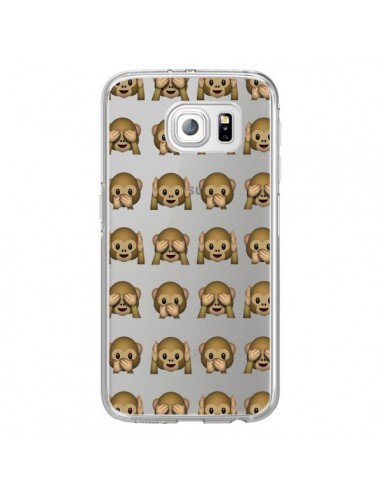 Coque Singe Monkey Emoticone Emoji Transparente pour Samsung Galaxy S6 Edge - Laetitia