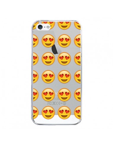 Coque iPhone 5/5S et SE Love Amoureux Smiley Emoticone Emoji Transparente - Laetitia