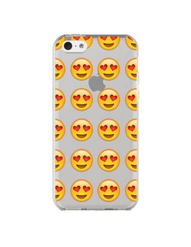 Coque iPhone 5C Love Amoureux Smiley Emoticone Emoji Transparente - Laetitia