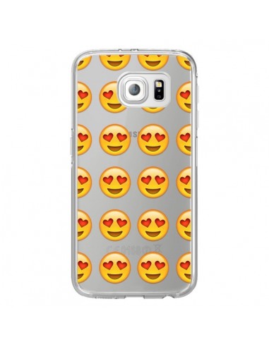 Coque Love Amoureux Smiley Emoticone Emoji Transparente pour Samsung Galaxy S6 Edge - Laetitia