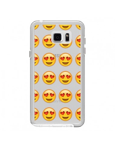 Coque Love Amoureux Smiley Emoticone Emoji Transparente pour Samsung Galaxy Note 5 - Laetitia