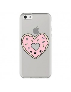 Coque iPhone 5C Donuts Heart Coeur Rose Transparente -...
