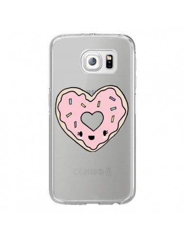 Coque Donuts Heart Coeur Rose Transparente pour Samsung Galaxy S6 Edge - Claudia Ramos