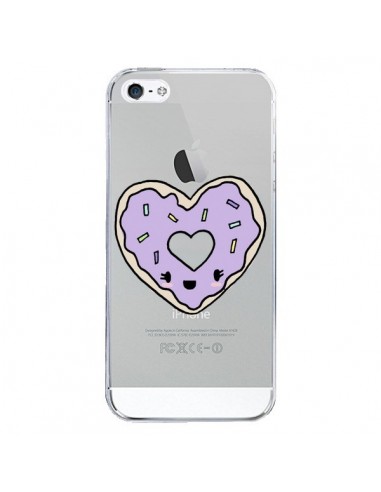 Coque iPhone 5/5S et SE Donuts Heart Coeur Violet Transparente - Claudia Ramos