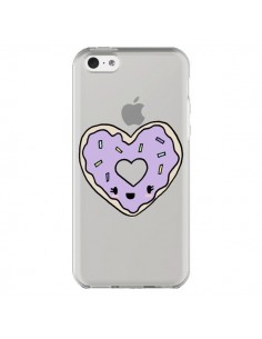 Coque iPhone 5C Donuts Heart Coeur Violet Transparente -...