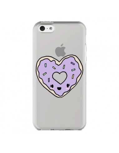 Coque iPhone 5C Donuts Heart Coeur Violet Transparente - Claudia Ramos