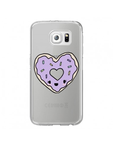 Coque Donuts Heart Coeur Violet Transparente pour Samsung Galaxy S6 Edge - Claudia Ramos