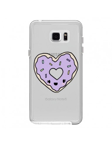 Coque Donuts Heart Coeur Violet Transparente pour Samsung Galaxy Note 5 - Claudia Ramos