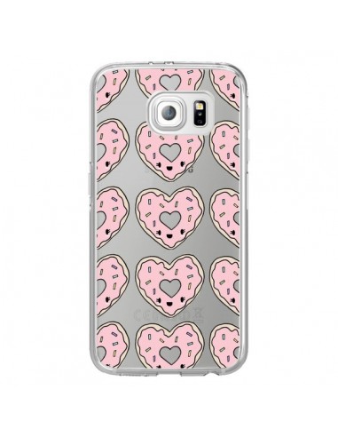 Coque Donuts Heart Coeur Rose Pink Transparente pour Samsung Galaxy S6 Edge - Claudia Ramos
