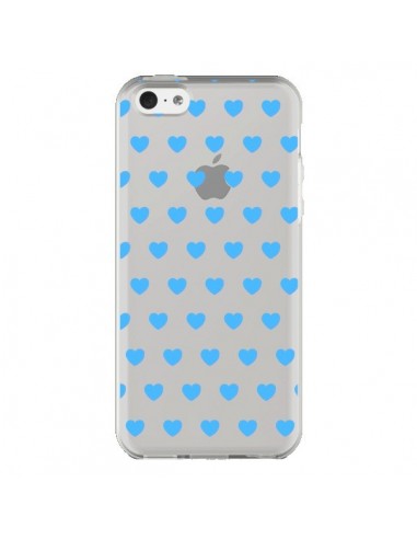 Coque iPhone 5C Coeur Heart Love Amour Bleu Transparente - Laetitia