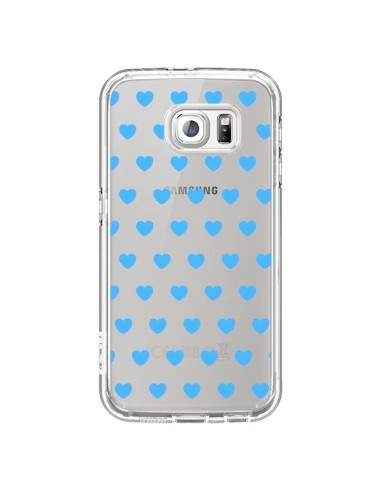 Coque Coeur Heart Love Amour Bleu Transparente pour Samsung Galaxy S6 - Laetitia