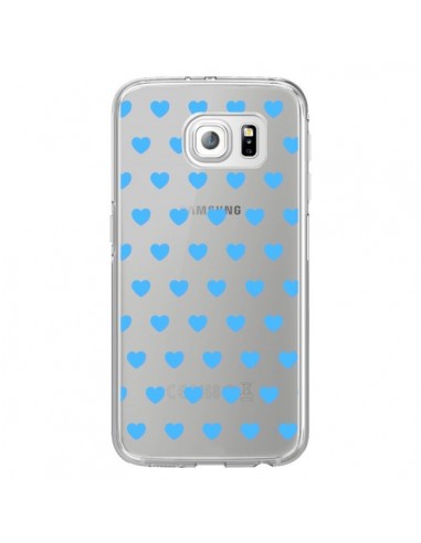 Coque Coeur Heart Love Amour Bleu Transparente pour Samsung Galaxy S6 Edge - Laetitia