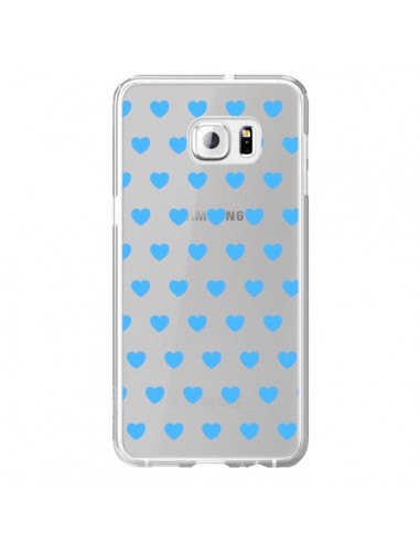 Coque Coeur Heart Love Amour Bleu Transparente pour Samsung Galaxy S6 Edge Plus - Laetitia