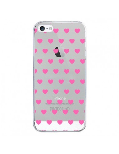 Coque iPhone 5/5S et SE Coeur Heart Love Amour Rose Transparente - Laetitia