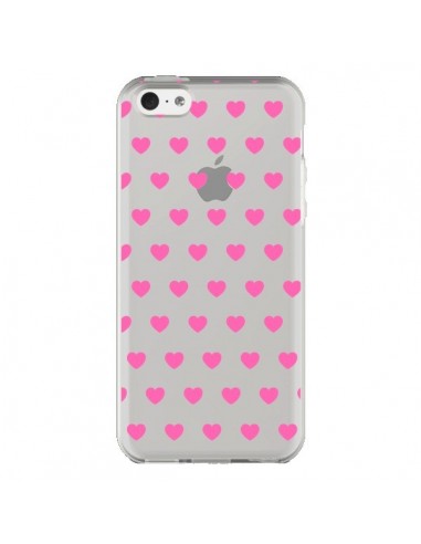 Coque iPhone 5C Coeur Heart Love Amour Rose Transparente - Laetitia