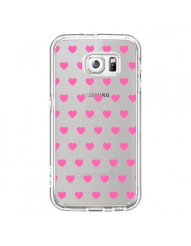 Coque Coeur Heart Love Amour Rose Transparente pour Samsung Galaxy S6 - Laetitia