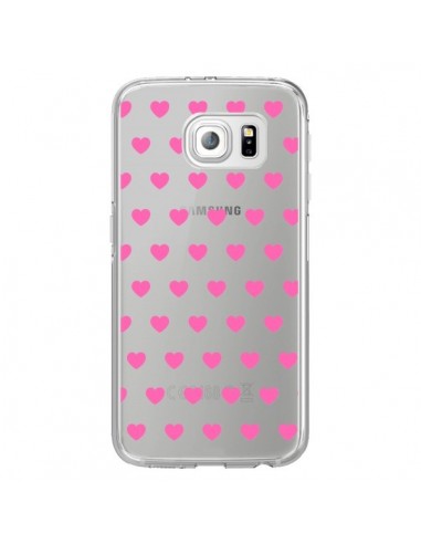 Coque Coeur Heart Love Amour Rose Transparente pour Samsung Galaxy S6 Edge - Laetitia