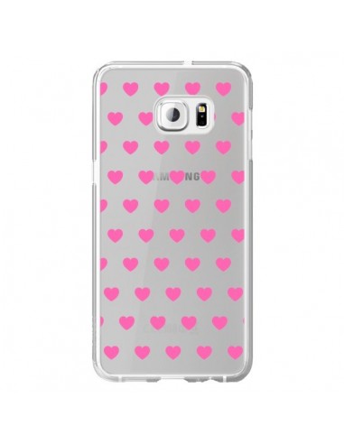 Coque Coeur Heart Love Amour Rose Transparente pour Samsung Galaxy S6 Edge Plus - Laetitia
