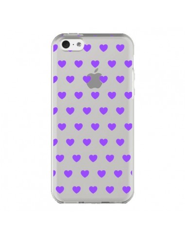 Coque iPhone 5C Coeur Heart Love Amour Violet Transparente - Laetitia