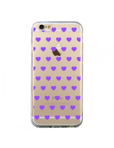 Coque iPhone 6 et 6S Coeur Heart Love Amour Violet Transparente - Laetitia