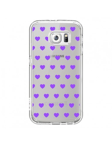Coque Coeur Heart Love Amour Violet Transparente pour Samsung Galaxy S6 - Laetitia