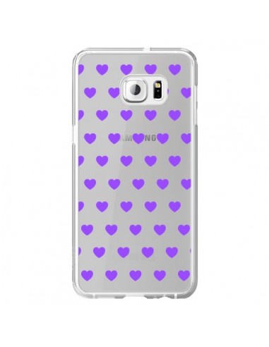 Coque Coeur Heart Love Amour Violet Transparente pour Samsung Galaxy S6 Edge Plus - Laetitia