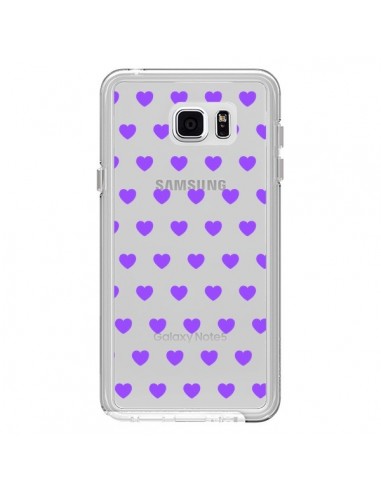 Coque Coeur Heart Love Amour Violet Transparente pour Samsung Galaxy Note 5 - Laetitia
