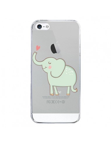 Coque iPhone 5/5S et SE Elephant Elefant Animal Coeur Love  Transparente - Petit Griffin