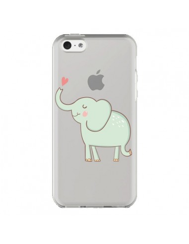 Coque iPhone 5C Elephant Elefant Animal Coeur Love  Transparente - Petit Griffin